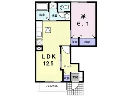 サンシャインひばりA(1LDK/1階)の間取り写真