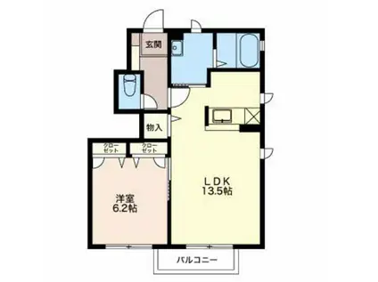 グランドゥールWAKOU(1LDK/1階)の間取り写真