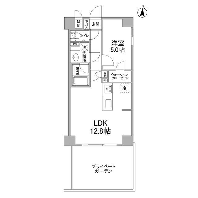 アスール菊川(1LDK/1階)の間取り写真