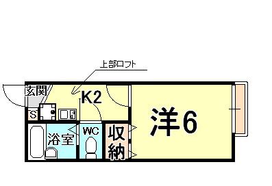 レオパレス 甲東園(1K/2階)の間取り写真