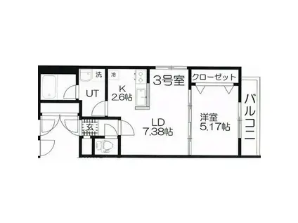 CHEVAL北10条(1LDK/4階)の間取り写真