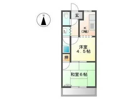 クリスタルハイツI(2K/2階)の間取り写真