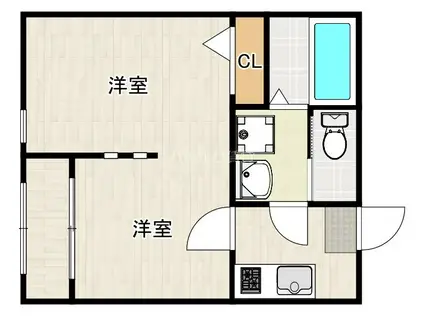 フォーシーズン(1DK/2階)の間取り写真