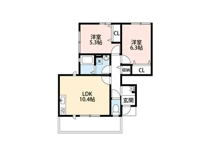 マルベリーホームズ(2LDK/2階)の間取り写真