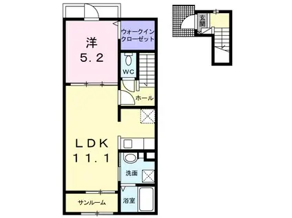 ヴィラ・ポワージュII(1LDK/2階)の間取り写真
