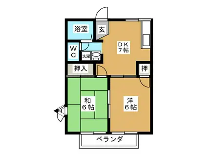 コーポ後田A(2DK/2階)の間取り写真