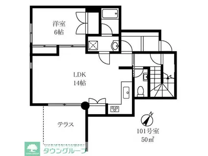 ドミナーレサクマ(1LDK/1階)の間取り写真