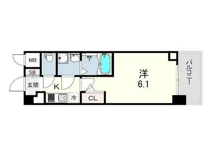 CION KOBE BAYSIDE(1K/4階)の間取り写真