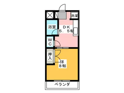 M.みずほII(1DK/3階)の間取り写真