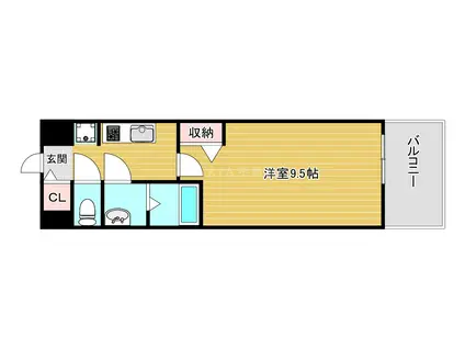 ソルテラスNAMBAフロント(1K/9階)の間取り写真