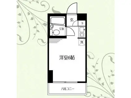 ハイツ鹿島の森(ワンルーム/2階)の間取り写真