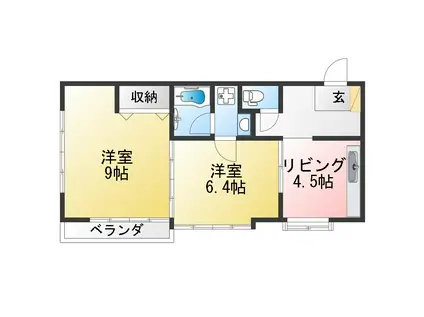 ミラクルハイツ(2DK/2階)の間取り写真