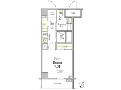 パークペルル池尻(1K/5階)の間取り写真