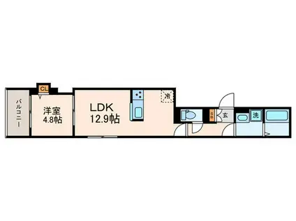 GRAMM丹波口(1LDK/2階)の間取り写真