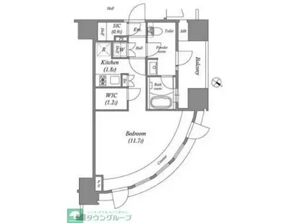 ザ・レジデンス赤坂檜町(1K/6階)の間取り写真