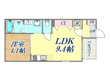 TRECOURT兵庫Ⅱ(1LDK/1階)の間取り写真