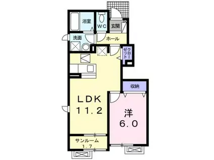 ベル ソレイユ III(1LDK/1階)の間取り写真