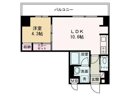 GLANZ高尾町(1LDK/4階)の間取り写真