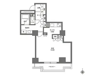 文京グリーンコートビュータワー本駒込(ワンルーム/11階)の間取り写真