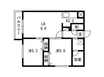 ドゥーロジュマンIII(2LDK/2階)の間取り写真
