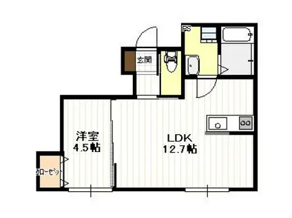 上の浜1丁目アパート(1LDK/1階)の間取り写真