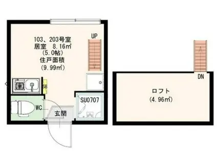 モアナテラス(ワンルーム/1階)の間取り写真
