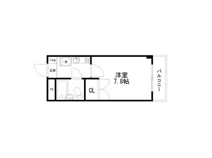 リシェシャトーイナバ(1K/4階)の間取り写真