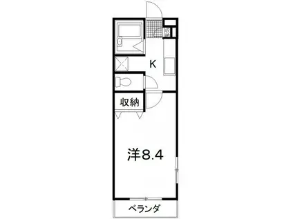 アップルハウス2番館春入居(1K/2階)の間取り写真