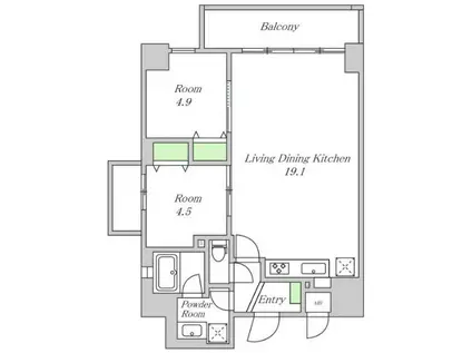 エルベコート梅田ウエスト(2LDK/2階)の間取り写真