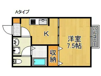 シェルズレイク日根野A・B・C棟(ワンルーム/1階)の間取り写真