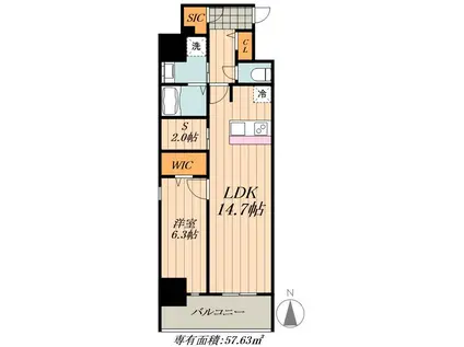 ロイジェント日吉(1SLDK/5階)の間取り写真