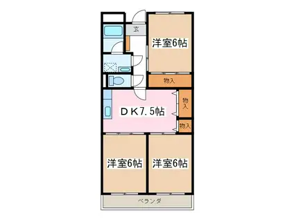 リンピアコーヤ(3DK/3階)の間取り写真