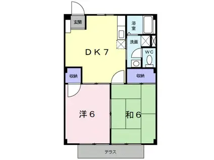 ハイツノア(2DK/1階)の間取り写真