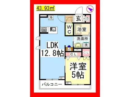 AF ラ ヴィーナス(1LDK/2階)の間取り写真