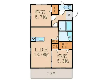 SAKURA(2LDK/1階)の間取り写真