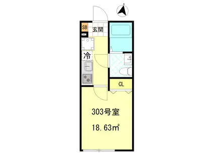 CFジオーレ本蓮沼(1K/3階)の間取り写真