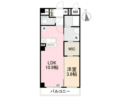 アパートメントS V(1LDK/3階)の間取り写真