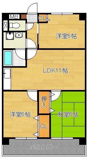 第4晴和ビル(3LDK/4階)の間取り写真