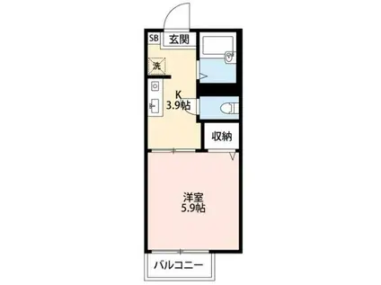 ヴィラ相模が丘(1K/2階)の間取り写真