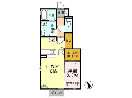 リヴェール(1LDK/1階)の間取り写真