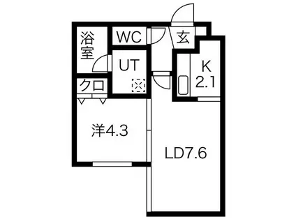 ホープ 月寒中央 A(1LDK/1階)の間取り写真