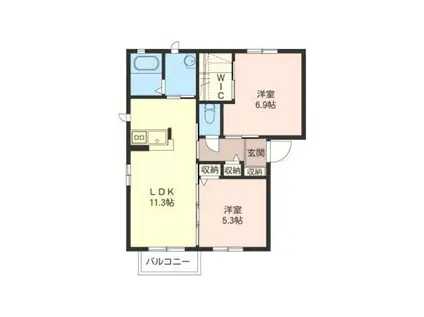 ラウンドパディーB(2LDK/2階)の間取り写真