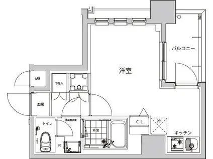 ハーモニーレジデンス早稲田夏目坂(ワンルーム/7階)の間取り写真