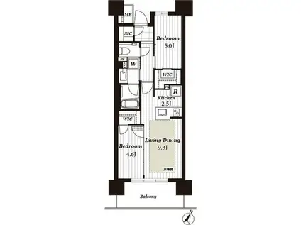 プラウド一番町一丁目(2LDK/4階)の間取り写真