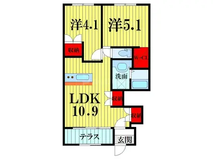 ラーパ RAPA(2LDK/1階)の間取り写真