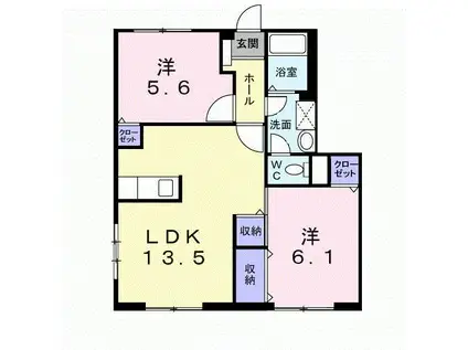 アスティオス(2LDK/1階)の間取り写真