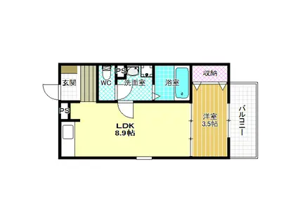 FSTYLE天美東4号館(1LDK/1階)の間取り写真