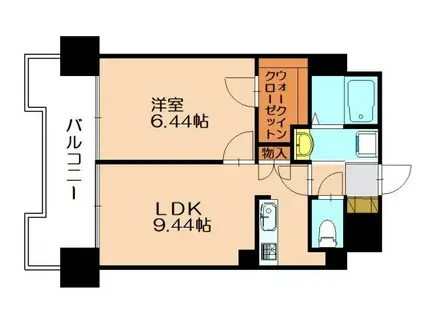 ピエス ラルジュ(1LDK/4階)の間取り写真