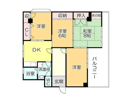 廣田ビル(4DK/3階)の間取り写真