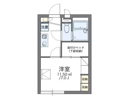 フローラAI(1K/2階)の間取り写真